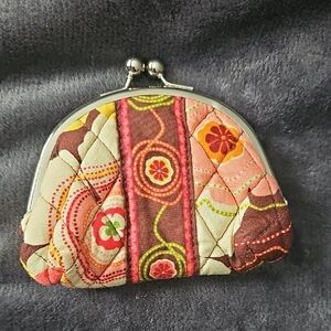 Vera Bradley Quilted Floral Clutch - Pink and Brown